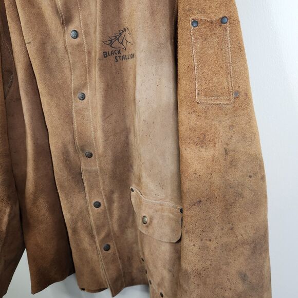 Black Stallion Vintage 30WC Split Cowhide Snap Button Leather Welding Jacket XL - Picture 8 of 12